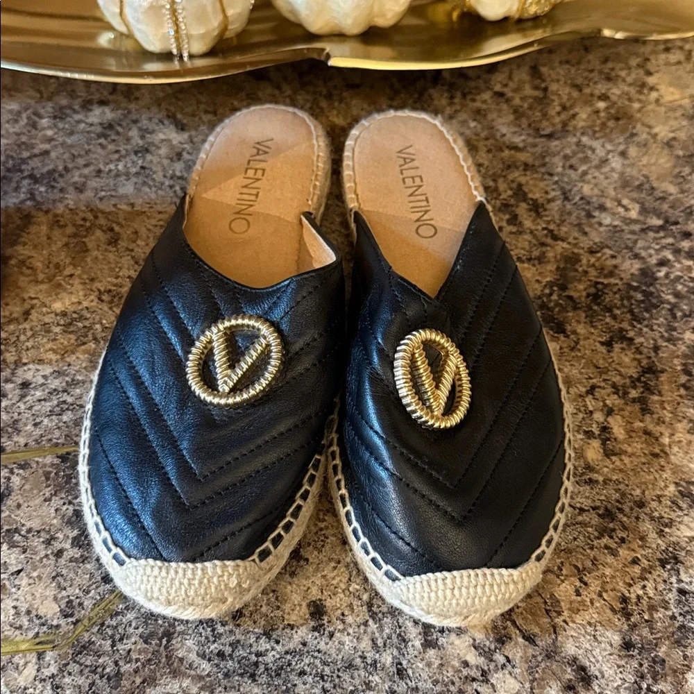 Valentino Black Quilted Espadrille Mules - Picture 3 of 7